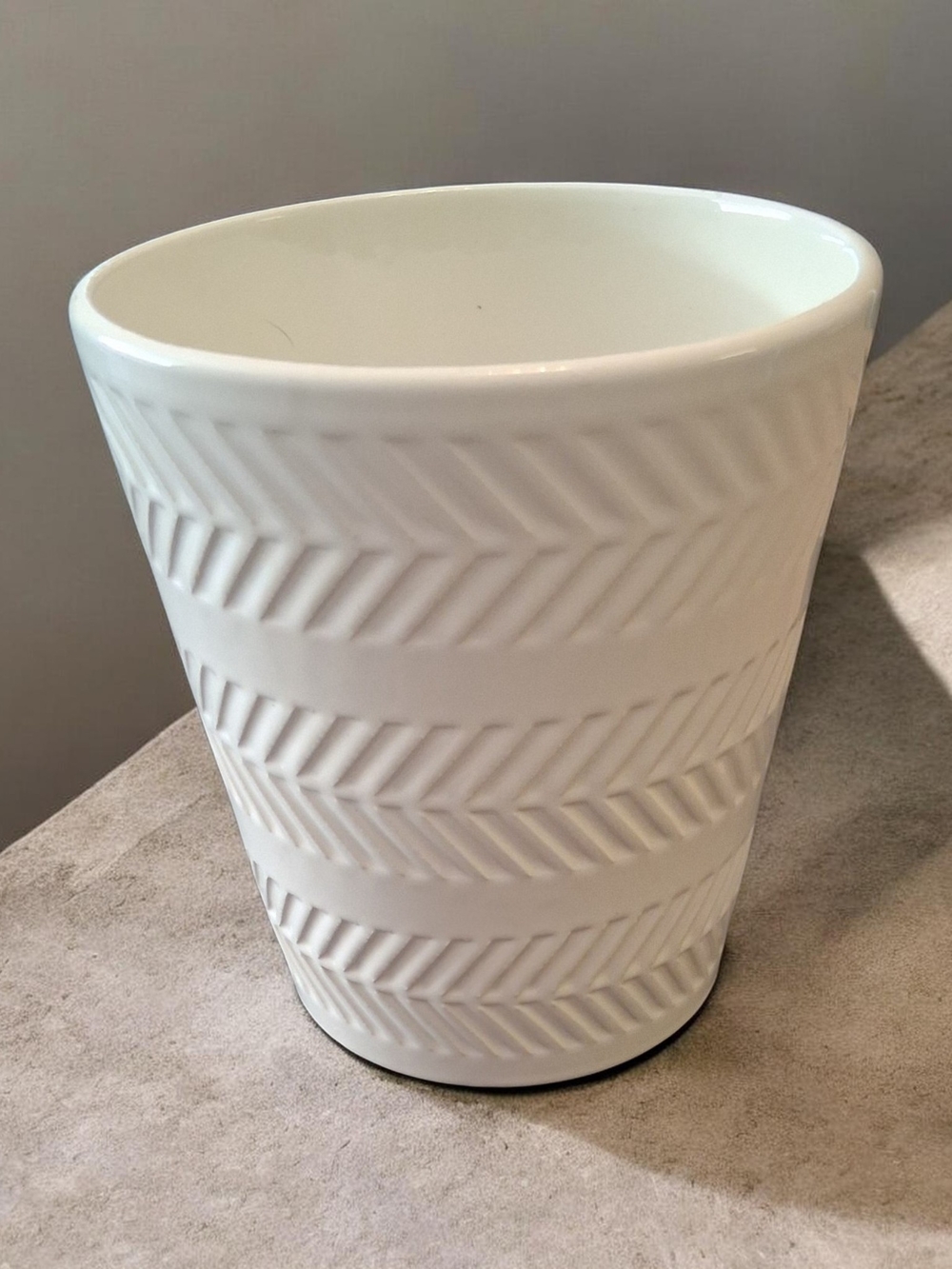 Very Light Khaki Butter Colored Flower Pot Planter Ceramic Medium Sized Modern